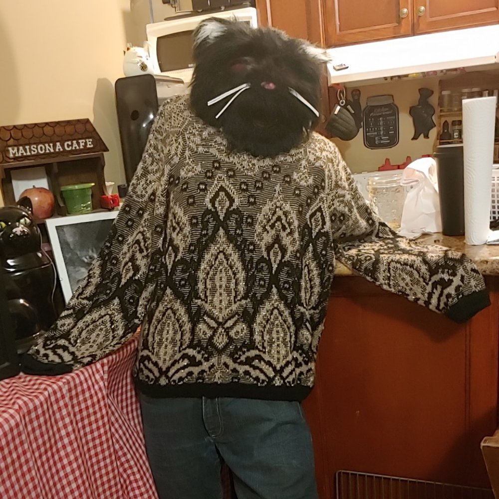 Vintage 1980s Helen Harper Black Gold Metallic Sweater